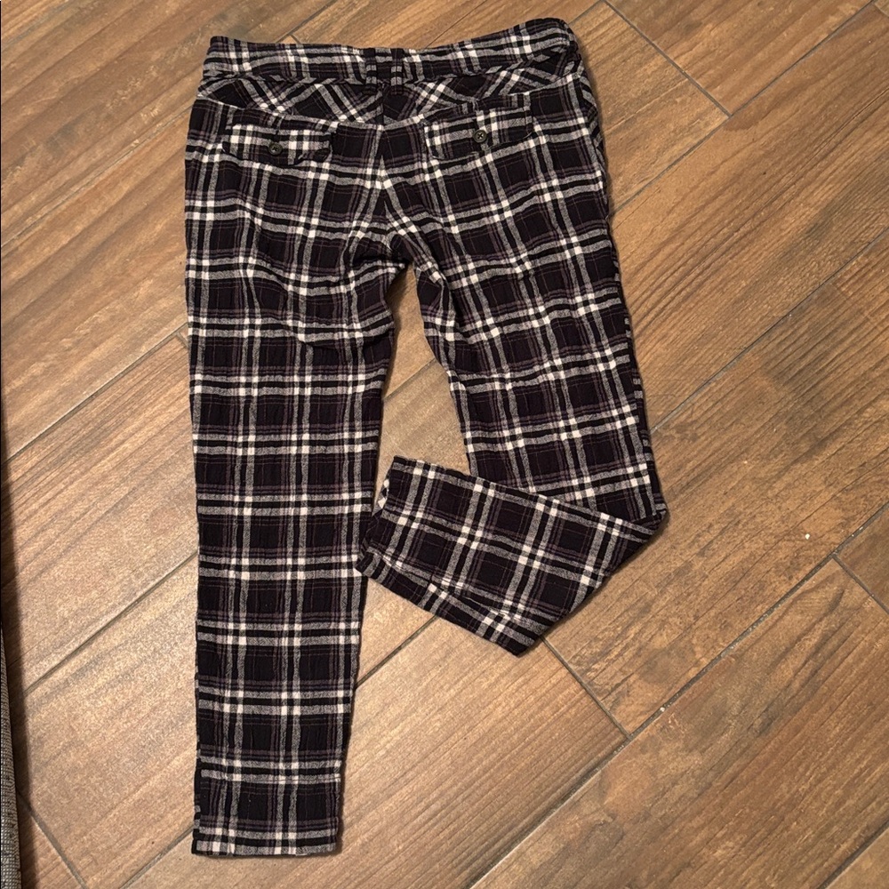 Free People Black and White Plaid Pants with Subtle Brown Accents - Picture 3 of 3